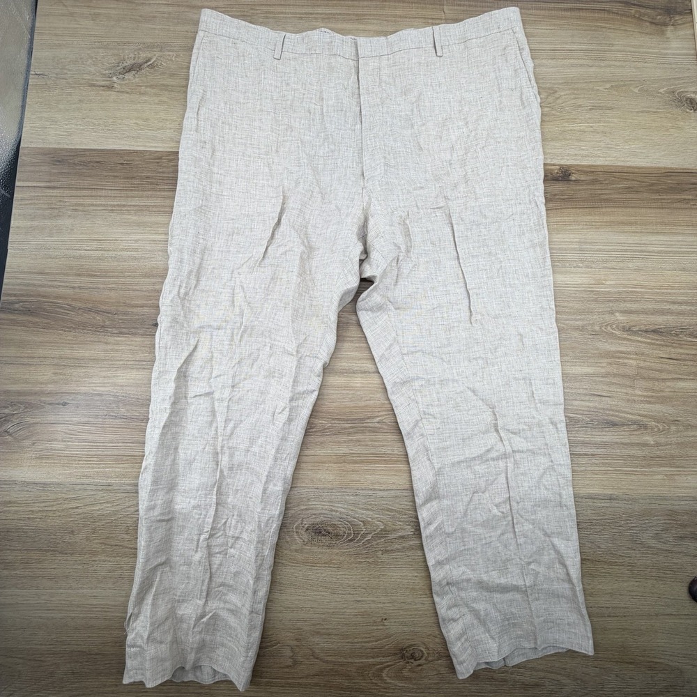 Murano Baird McNutt Linen Pants Mens 44x30 Light Tan 100% Linen Zac Fit